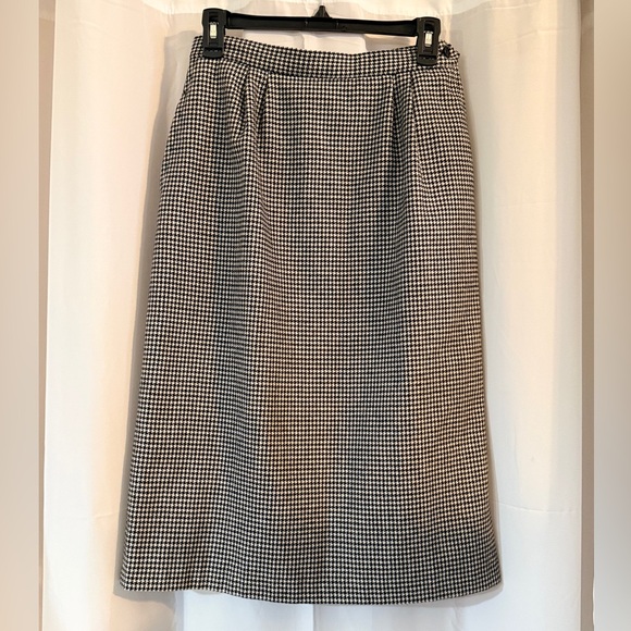 Vintage Peabody House Houndstooth Midi Skirt 9/10 | Wool Blend | 80s 90s - Picture 2 of 8